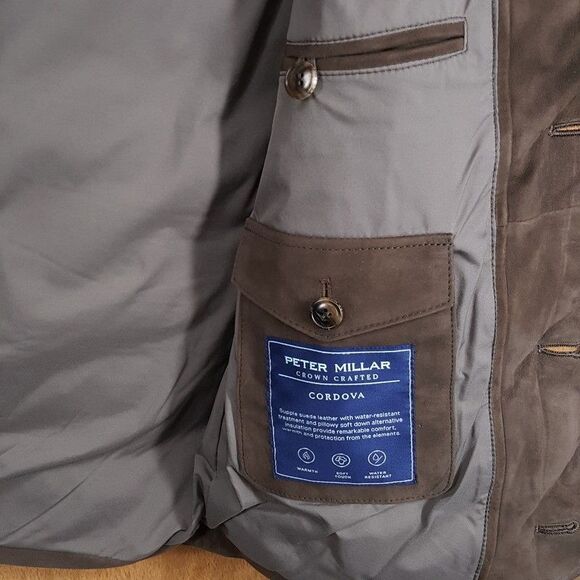 PETER MILLAR Jacket Mens Medium Brown Button Up Vest 100% Suede CORDOVA $1495 - Picture 8 of 14
